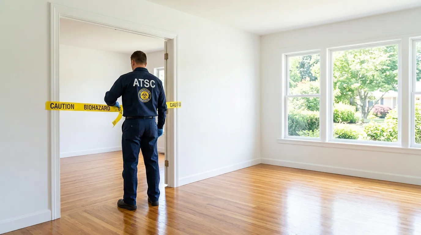 Certified biohazard cleanup crew performing Decomposition Cleanup in Farmersville